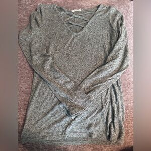 Heart Hips Green/GrayCrisscross Long Sleeve Top